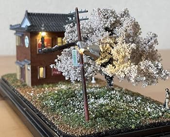 Amazon.co.jp: 桜と甘味処 ジオラマ 田舎の情景 レトロ LED 電飾